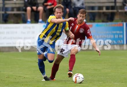 Fussball Unterliga West. Ludmannsdorf gegen Noetsch. Marcel Quantschnig,  (Ludmannsdorf), Michael Sternig (Noetsch). Ludmannsdorf, am 18.9.2016.
Foto: Kuess
---
pressefotos, pressefotografie, kuess, qs, qspictures, sport, bild, bilder, bilddatenbank