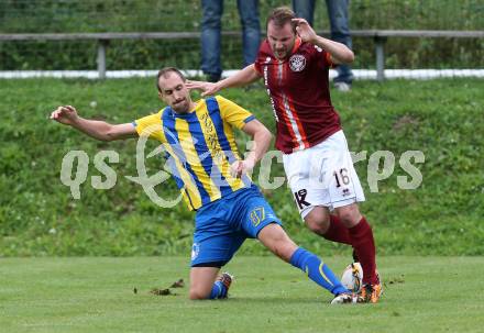 Fussball Unterliga West. Ludmannsdorf gegen Noetsch. Jernej Smukavec, (Ludmannsdorf), Michael Schwenner (Noetsch). Ludmannsdorf, am 18.9.2016.
Foto: Kuess
---
pressefotos, pressefotografie, kuess, qs, qspictures, sport, bild, bilder, bilddatenbank