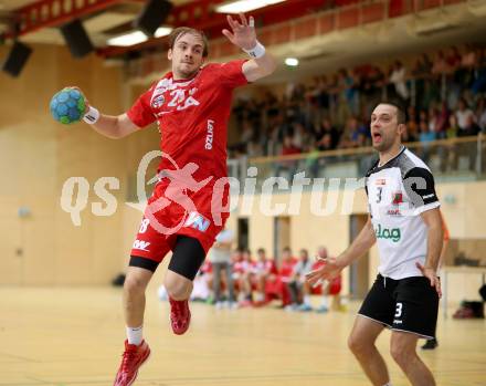 Handball HLA. SC Ferlach gegen HC Hard. Risto Arnaudovski, (Ferlach), Gerald Zeiner (Hard). Ferlach, am 27.9.2016.
Foto: Kuess
---
pressefotos, pressefotografie, kuess, qs, qspictures, sport, bild, bilder, bilddatenbank