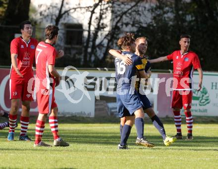 Fussball. 1. Klasse C. Ebental gegen SG KSK-Woerthersee/ATUS Poertschach. Torjubel Christof Pirolt (Ebental). Ebental, 25.9.2016.
Foto: Kuess
---
pressefotos, pressefotografie, kuess, qs, qspictures, sport, bild, bilder, bilddatenbank