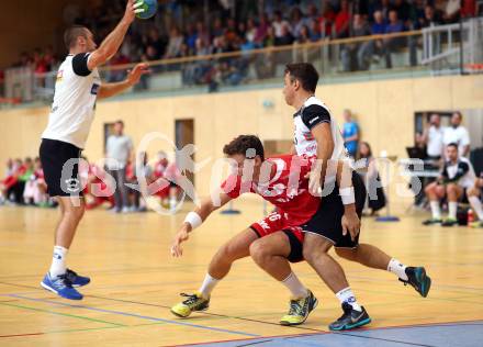 Handball HLA. SC Ferlach gegen HC Hard. Risto Arnaudovski, Mario Simic, (Ferlach), Lukas Herburger (Hard). Ferlach, am 27.9.2016.
Foto: Kuess
---
pressefotos, pressefotografie, kuess, qs, qspictures, sport, bild, bilder, bilddatenbank