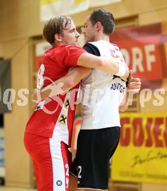 Handball HLA. SC Ferlach gegen HC Hard. Dean Pomorisac, (Ferlach), Gerald Zeiner  (Hard). Ferlach, am 27.9.2016.
Foto: Kuess
---
pressefotos, pressefotografie, kuess, qs, qspictures, sport, bild, bilder, bilddatenbank