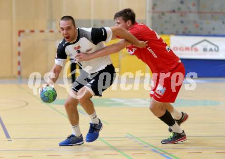 Handball HLA. SC Ferlach gegen HC Hard. Risto Arnaudovski, (Ferlach), Daniel Dicker (Hard). Ferlach, am 27.9.2016.
Foto: Kuess
---
pressefotos, pressefotografie, kuess, qs, qspictures, sport, bild, bilder, bilddatenbank