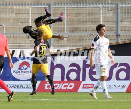 Fussball Bundesliga. RZ Pellets WAC gegen  Altach.  Torjubel Nicolas Brice Moumi Ngamaleu (Altach). Wolfsberg, am 1.10.2016.
Foto: Kuess
---
pressefotos, pressefotografie, kuess, qs, qspictures, sport, bild, bilder, bilddatenbank