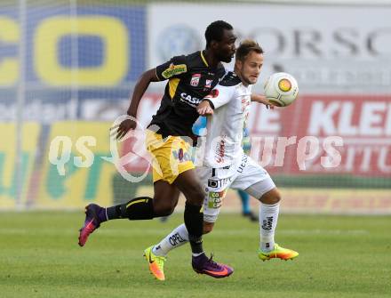 Fussball Bundesliga. RZ Pellets WAC gegen  Altach. Christian Klem, (WAC), Nicolas Brice Moumi Ngamaleu  (Altach). Wolfsberg, am 1.10.2016.
Foto: Kuess
---
pressefotos, pressefotografie, kuess, qs, qspictures, sport, bild, bilder, bilddatenbank