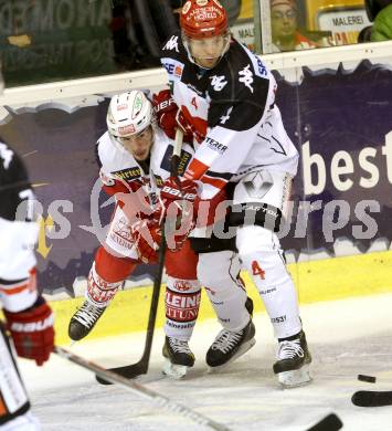 EBEL. Eishockey Bundesliga.  KAC gegen HC TWK Innsbruck. Kevin Schettina, (KAC), Daniel Mitterdorfer (Innsbruck). Klagenfurt, am 2.10.2016.
Foto: Kuess 
---
pressefotos, pressefotografie, kuess, qs, qspictures, sport, bild, bilder, bilddatenbank