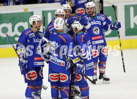 EBEL. Eishockey Bundesliga.  VSV gegen Dornbirner Eishockey Club. Jubel  (VSV). Villach, am 2.10.2016.
Foto: Kuess 
---
pressefotos, pressefotografie, kuess, qs, qspictures, sport, bild, bilder, bilddatenbank