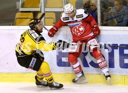 EBEL. Eishockey Bundesliga. KAC gegen 	UPC Vienna Capitals. Mark Popovic, (KAC), Andreas Noedl  (Vienna). Klagenfurt, am 6.10.2016.
Foto: Kuess

---
pressefotos, pressefotografie, kuess, qs, qspictures, sport, bild, bilder, bilddatenbank