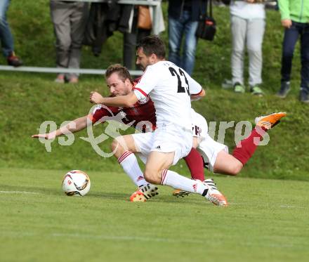 Fussball. Unterliga West. Ludmannsdorf gegen St. Jakob/Ros. Jernej Smukavec (Ludmannsdorf), Juergen Kozel (St. Jakob). Ludmannsdorf, 9.10.2016.
Foto: Kuess
---
pressefotos, pressefotografie, kuess, qs, qspictures, sport, bild, bilder, bilddatenbank