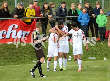 Fussball. Unterliga West. Ludmannsdorf gegen St. Jakob/Ros. Torjubel Marco Koller  (St. Jakob). Ludmannsdorf, 9.10.2016.
Foto: Kuess
---
pressefotos, pressefotografie, kuess, qs, qspictures, sport, bild, bilder, bilddatenbank