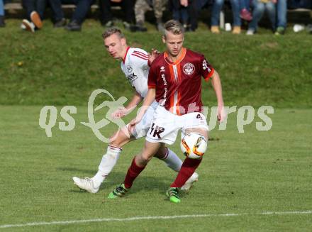 Fussball. Unterliga West. Ludmannsdorf gegen St. Jakob/Ros. Valentin Denis Lausegger (Ludmannsdorf), Thomas Ogradnig (St. Jakob). Ludmannsdorf, 9.10.2016.
Foto: Kuess
---
pressefotos, pressefotografie, kuess, qs, qspictures, sport, bild, bilder, bilddatenbank