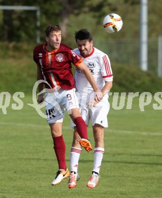 Fussball. Unterliga West. Ludmannsdorf gegen St. Jakob/Ros. Marcel Quantschnig (Ludmannsdorf), Juergen Kozel  (St. Jakob). Ludmannsdorf, 9.10.2016.
Foto: Kuess
---
pressefotos, pressefotografie, kuess, qs, qspictures, sport, bild, bilder, bilddatenbank