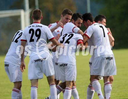 Fussball. Unterliga West. Ludmannsdorf gegen St. Jakob/Ros. Torjubel Marco Koller  (St. Jakob). Ludmannsdorf, 9.10.2016.
Foto: Kuess
---
pressefotos, pressefotografie, kuess, qs, qspictures, sport, bild, bilder, bilddatenbank