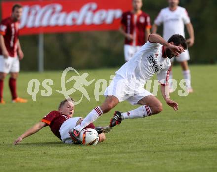 Fussball. Unterliga West. Ludmannsdorf gegen St. Jakob/Ros. Julian Hobel (Ludmannsdorf), Dragan Ovcina (St. Jakob). Ludmannsdorf, 9.10.2016.
Foto: Kuess
---
pressefotos, pressefotografie, kuess, qs, qspictures, sport, bild, bilder, bilddatenbank