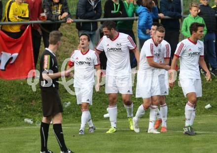 Fussball. Unterliga West. Ludmannsdorf gegen St. Jakob/Ros. Torjubel Marco Koller  (St. Jakob). Ludmannsdorf, 9.10.2016.
Foto: Kuess
---
pressefotos, pressefotografie, kuess, qs, qspictures, sport, bild, bilder, bilddatenbank