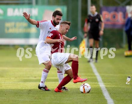 Fussball. Unterliga West. Ludmannsdorf gegen St. Jakob/Ros. Michael Augustin Jakopitsch  (Ludmannsdorf), Dragan Ovcina (St. Jakob). Ludmannsdorf, 9.10.2016.
Foto: Kuess
---
pressefotos, pressefotografie, kuess, qs, qspictures, sport, bild, bilder, bilddatenbank