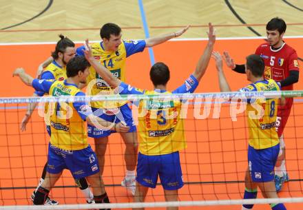 Volleyball MEVZA. SK Posojilnica Aich/Dob gegen Calcit Volleyball Kamnik. Jubel (Aich/Dob). Bleiburg, am 13.10.2016.
Foto: Kuess

---
pressefotos, pressefotografie, kuess, qs, qspictures, sport, bild, bilder, bilddatenbank