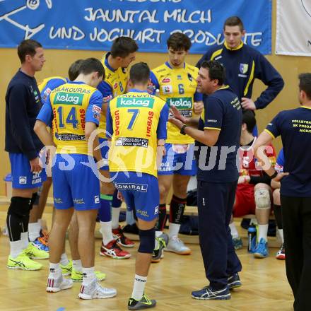 Volleyball MEVZA. SK Posojilnica Aich/Dob gegen Calcit Volleyball Kamnik. Trainer Matjaz Hafner (Aich/Dob). Bleiburg, am 13.10.2016.
Foto: Kuess

---
pressefotos, pressefotografie, kuess, qs, qspictures, sport, bild, bilder, bilddatenbank