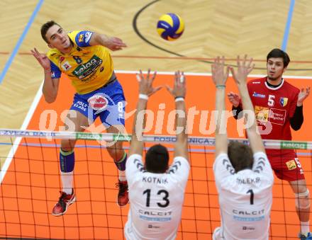 Volleyball MEVZA. SK Posojilnica Aich/Dob gegen Calcit Volleyball Kamnik. Peter Mlynarcik, Martin Nicolas Weber (Aich/Dob). Bleiburg, am 13.10.2016.
Foto: Kuess

---
pressefotos, pressefotografie, kuess, qs, qspictures, sport, bild, bilder, bilddatenbank