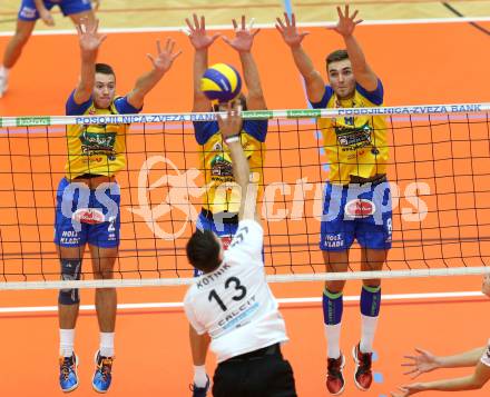 Volleyball MEVZA. SK Posojilnica Aich/Dob gegen Calcit Volleyball Kamnik. Michal Petras, Michal Hruska, Peter Mlynarcik (Aich/Dob). Bleiburg, am 13.10.2016.
Foto: Kuess

---
pressefotos, pressefotografie, kuess, qs, qspictures, sport, bild, bilder, bilddatenbank