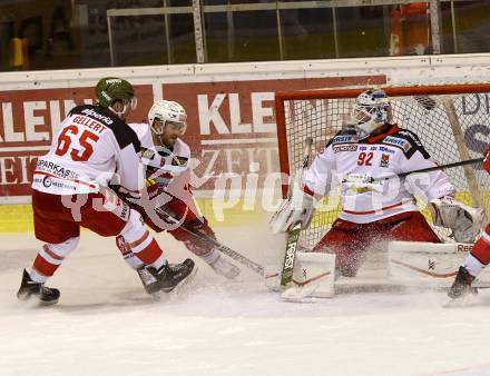 EBEL. Eishockey Bundesliga. KAC gegen 	HCB Suedtirol Alperia. Matthew Neal,  (KAC), Alexander Gellert, Marcel Melichercik (Bozen). Klagenfurt, am 14.10.2016.
Foto: Kuess

---
pressefotos, pressefotografie, kuess, qs, qspictures, sport, bild, bilder, bilddatenbank