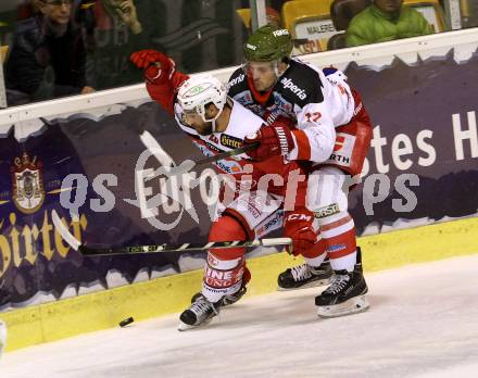 EBEL. Eishockey Bundesliga. KAC gegen 	HCB Suedtirol Alperia. Martin Schumnig, (KAC), Andrew Michael Yogan (Bozen). Klagenfurt, am 14.10.2016.
Foto: Kuess

---
pressefotos, pressefotografie, kuess, qs, qspictures, sport, bild, bilder, bilddatenbank