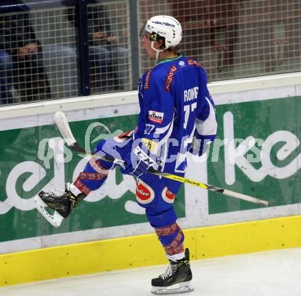 EBEL. Eishockey Bundesliga.  VSV gegen HC TWK Innsbruck Die Haie. Torjubel Christof Kromp (VSV), (Innsbruck). Villach, am 14.10.2016.
Foto: Kuess 
---
pressefotos, pressefotografie, kuess, qs, qspictures, sport, bild, bilder, bilddatenbank