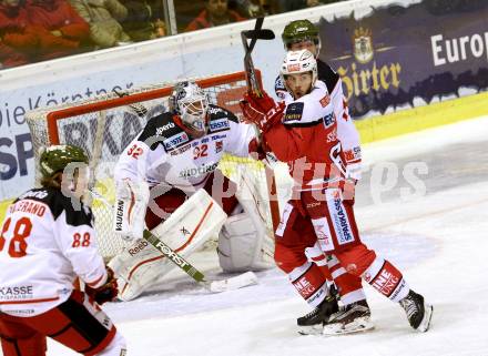 EBEL. Eishockey Bundesliga. KAC gegen 	HCB Suedtirol Alperia. Kevin Schettina, (KAC), Alexander Egger (Bozen). Klagenfurt, am 14.10.2016.
Foto: Kuess

---
pressefotos, pressefotografie, kuess, qs, qspictures, sport, bild, bilder, bilddatenbank