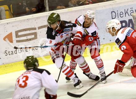 EBEL. Eishockey Bundesliga. KAC gegen 	HCB Suedtirol Alperia. Steven Strong,  (KAC), Nicholas Palmieri (Bozen). Klagenfurt, am 14.10.2016.
Foto: Kuess

---
pressefotos, pressefotografie, kuess, qs, qspictures, sport, bild, bilder, bilddatenbank