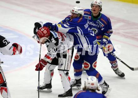 EBEL. Eishockey Bundesliga.  VSV gegen HC TWK Innsbruck Die Haie. Markus Schlacher,  (VSV), Mario Lamoureux (Innsbruck). Villach, am 14.10.2016.
Foto: Kuess 
---
pressefotos, pressefotografie, kuess, qs, qspictures, sport, bild, bilder, bilddatenbank