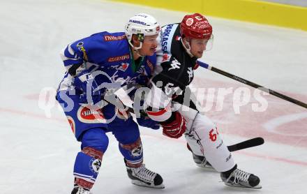 EBEL. Eishockey Bundesliga.  VSV gegen HC TWK Innsbruck Die Haie. Kevin Wehrs, (VSV), Ondrej Sedivy (Innsbruck). Villach, am 14.10.2016.
Foto: Kuess 
---
pressefotos, pressefotografie, kuess, qs, qspictures, sport, bild, bilder, bilddatenbank