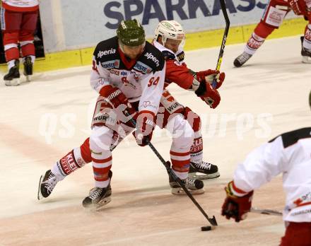 EBEL. Eishockey Bundesliga. KAC gegen 	HCB Suedtirol Alperia. Thomas Koch, (KAC), Daniel Frank  (Bozen). Klagenfurt, am 14.10.2016.
Foto: Kuess

---
pressefotos, pressefotografie, kuess, qs, qspictures, sport, bild, bilder, bilddatenbank