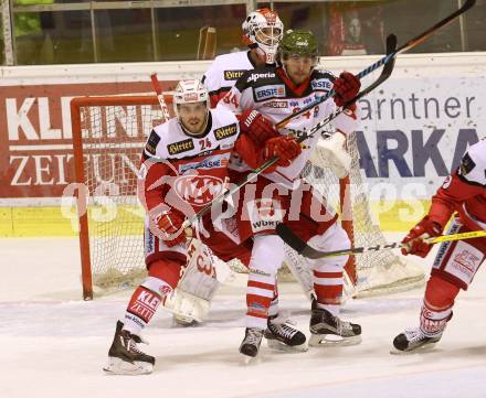 EBEL. Eishockey Bundesliga. KAC gegen 	HCB Suedtirol Alperia. Steven Strong, (KAC), Frank Daniel  (Bozen). Klagenfurt, am 14.10.2016.
Foto: Kuess

---
pressefotos, pressefotografie, kuess, qs, qspictures, sport, bild, bilder, bilddatenbank