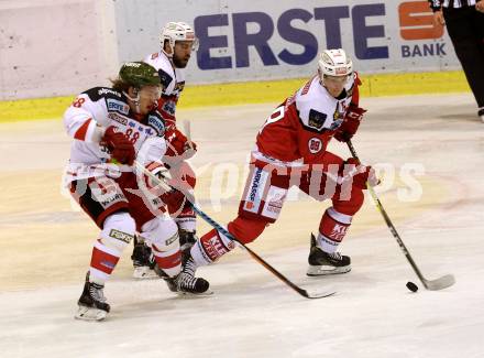 EBEL. Eishockey Bundesliga. KAC gegen 	HCB Suedtirol Alperia. Marco Brucker,  (KAC), Marc Olivier Vallerand (Bozen). Klagenfurt, am 14.10.2016.
Foto: Kuess

---
pressefotos, pressefotografie, kuess, qs, qspictures, sport, bild, bilder, bilddatenbank