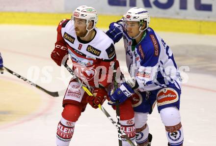 EBEL. Eishockey Bundesliga. KAC gegen VSV. Matthew Neal, (KAC), Mikko Jokela  (VSV). Klagenfurt, am 16.10.2016.
Foto: Kuess

---
pressefotos, pressefotografie, kuess, qs, qspictures, sport, bild, bilder, bilddatenbank