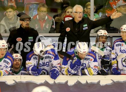 EBEL. Eishockey Bundesliga. KAC gegen VSV. Co-Trainer Markus Peintner, Trainer Greg Holst (VSV). Klagenfurt, am 16.10.2016.
Foto: Kuess

---
pressefotos, pressefotografie, kuess, qs, qspictures, sport, bild, bilder, bilddatenbank