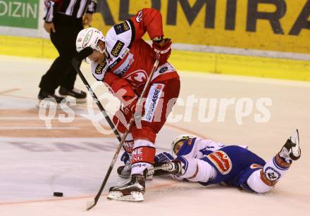 EBEL. Eishockey Bundesliga. KAC gegen VSV. Jamie Lundmark, (KAC), Kevin Wehrs  (VSV). Klagenfurt, am 16.10.2016.
Foto: Kuess

---
pressefotos, pressefotografie, kuess, qs, qspictures, sport, bild, bilder, bilddatenbank