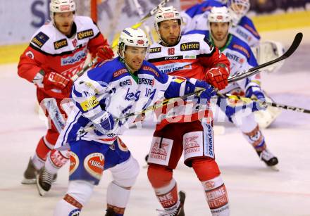 EBEL. Eishockey Bundesliga. KAC gegen VSV. Thomas Koch, (KAC), Brock McBride  (VSV). Klagenfurt, am 16.10.2016.
Foto: Kuess

---
pressefotos, pressefotografie, kuess, qs, qspictures, sport, bild, bilder, bilddatenbank