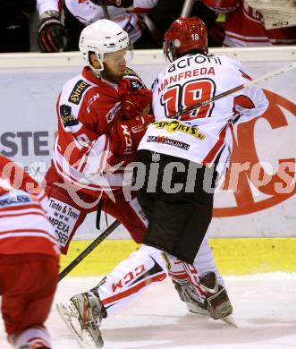 Eishockey AHL. Sky Alps Hockey League. KAC gegen Jesenice. Daniel Kronig,  (KAC), Marjan Manfreda (Jesenice). Klagenfurt, am 18.10.2016.
Foto: Kuess

---
pressefotos, pressefotografie, kuess, qs, qspictures, sport, bild, bilder, bilddatenbank