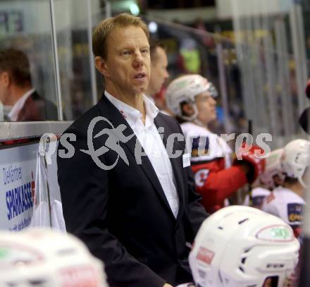 EBEL. Eishockey Bundesliga. KAC gegen HDD Olimpija Ljubljana. Trainer Mike Pellegrims (KAC). Klagenfurt, am 21.10.2016.
Foto: Kuess

---
pressefotos, pressefotografie, kuess, qs, qspictures, sport, bild, bilder, bilddatenbank