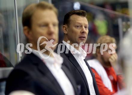 EBEL. Eishockey Bundesliga. KAC gegen HDD Olimpija Ljubljana. Trainer Mike Pellegrims (KAC). Klagenfurt, am 21.10.2016.
Foto: Kuess

---
pressefotos, pressefotografie, kuess, qs, qspictures, sport, bild, bilder, bilddatenbank