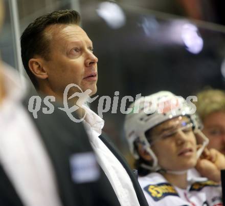 EBEL. Eishockey Bundesliga. KAC gegen HDD Olimpija Ljubljana. Trainer Mike Pellegrims (KAC). Klagenfurt, am 21.10.2016.
Foto: Kuess

---
pressefotos, pressefotografie, kuess, qs, qspictures, sport, bild, bilder, bilddatenbank