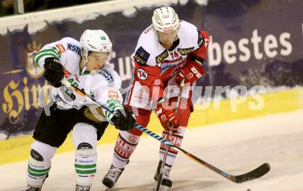 EBEL. Eishockey Bundesliga. KAC gegen HDD Olimpija Ljubljana. Jamie Lundmark, (KAC), Jonathan Harty (Laibach). Klagenfurt, am 21.10.2016.
Foto: Kuess

---
pressefotos, pressefotografie, kuess, qs, qspictures, sport, bild, bilder, bilddatenbank