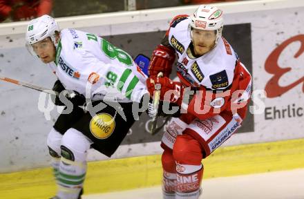 EBEL. Eishockey Bundesliga. KAC gegen HDD Olimpija Ljubljana. Stefan Geier,  (KAC), Miha Zajc (Laibach). Klagenfurt, am 21.10.2016.
Foto: Kuess

---
pressefotos, pressefotografie, kuess, qs, qspictures, sport, bild, bilder, bilddatenbank