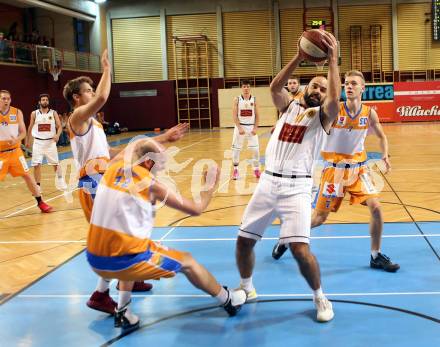 Basketball 2. Bundesliga. GD 3. Runde Woerthersee Piraten gegen BBU Salzburg. Joachim Buggelsheim,  (Piraten), Jozef Krajco (Salzburg). Klagenfurt, am 22.10.2016.
Foto: Kuess
---
pressefotos, pressefotografie, kuess, qs, qspictures, sport, bild, bilder, bilddatenbank