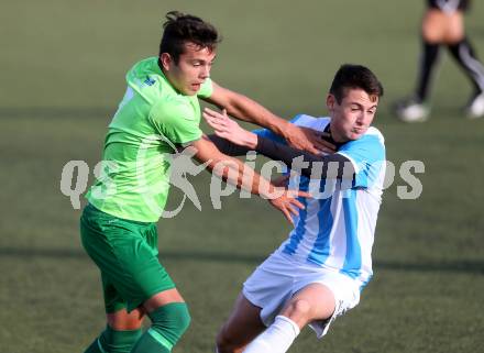 Fussball 2. KLasse D. Moosburg gegen Launsdorf. Lukas Male, (Moosburg),  Michael Wolfgang Hoefferer (Launsdorf). Moosburg, am 22.10.2016.
Foto: Kuess
---
pressefotos, pressefotografie, kuess, qs, qspictures, sport, bild, bilder, bilddatenbank