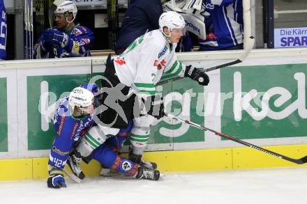 EBEL. Eishockey Bundesliga. VSV gegen	HDD Olimpija Ljubljana. Benjamin Lanzinger, (VSV), Mark Cepon (Laibach). Villach, am 28.10.2016.
Foto: Kuess

---
pressefotos, pressefotografie, kuess, qs, qspictures, sport, bild, bilder, bilddatenbank