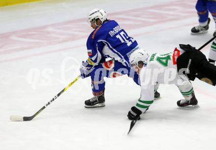 EBEL. Eishockey Bundesliga. VSV gegen	HDD Olimpija Ljubljana. Brock McBride,  (VSV), Jonathan Harty (Laibach). Villach, am 28.10.2016.
Foto: Kuess

---
pressefotos, pressefotografie, kuess, qs, qspictures, sport, bild, bilder, bilddatenbank