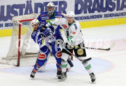 EBEL. Eishockey Bundesliga. VSV gegen	HDD Olimpija Ljubljana. Samuel Labrecque, Olivier Roy, (VSV), Adis Alagic (Laibach). Villach, am 28.10.2016.
Foto: Kuess

---
pressefotos, pressefotografie, kuess, qs, qspictures, sport, bild, bilder, bilddatenbank