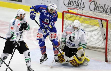 EBEL. Eishockey Bundesliga. VSV gegen	HDD Olimpija Ljubljana. Patrick Platzer, (VSV), Jeff Frazee (Laibach). Villach, am 28.10.2016.
Foto: Kuess

---
pressefotos, pressefotografie, kuess, qs, qspictures, sport, bild, bilder, bilddatenbank